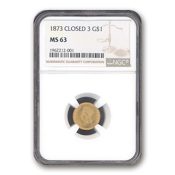 1873 $1 Indian Head Gold MS-63 NGC (Closed 3) 1873 $1 Indian Head Gold MS-63 NGC (Closed 3)